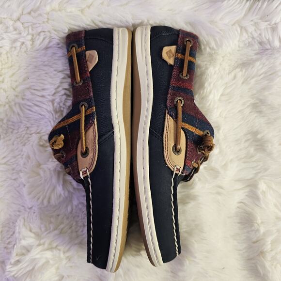 Sperry Top Sider Boat Shoes Leather Multicolor Plaid Slip On Women 7M Fisherman - Picture 6 of 8